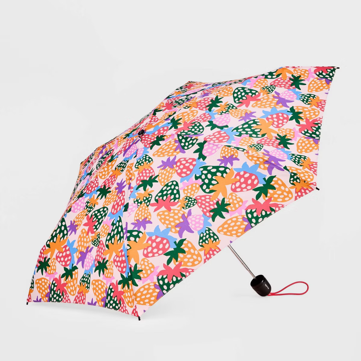 ShedRain Mini Manual Compact Umbrella - Pink: Telescoping Shaft, Strawberries Pattern, 38" Span | Target