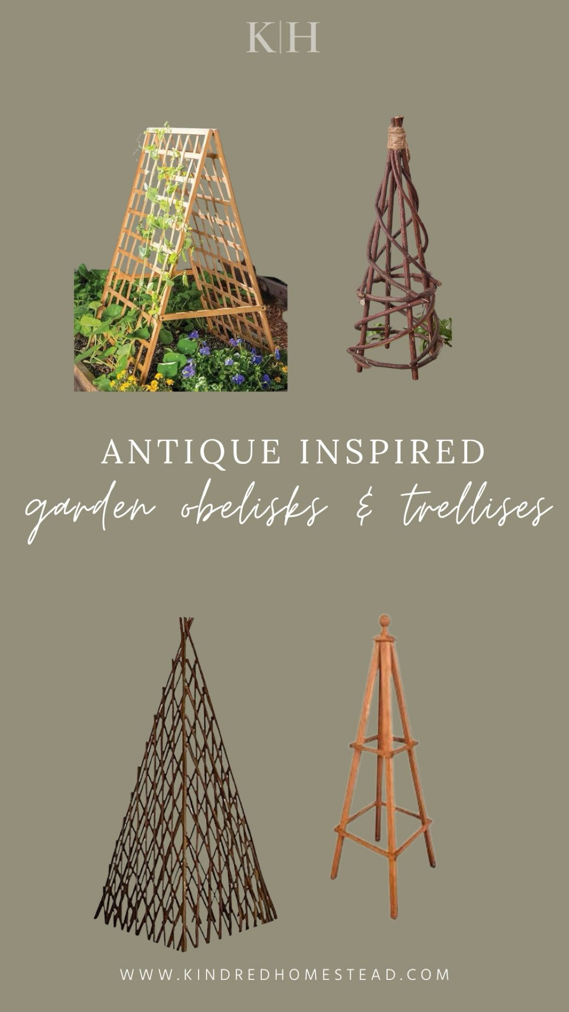 Antique inspired garden obelisks and trellises for vegetable gardens and outdoor style and design. Charming and elevated garden accessories for beautiful backyard decor and function!

#LTKSeasonal #LTKHome