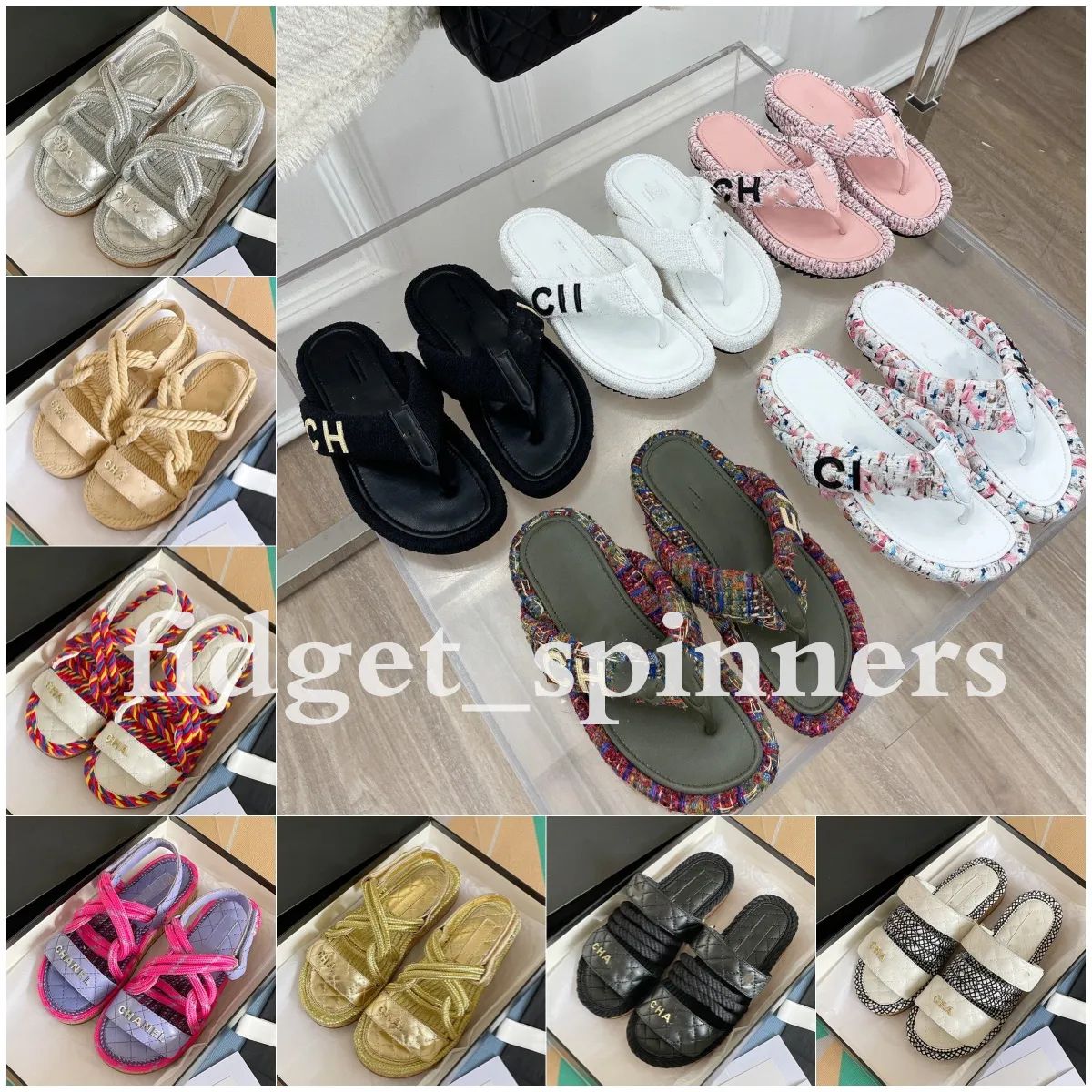 Fashion Designer Slippers Women hemp rope Sandals Summer Slippers 1:1 Original Quality | DHGate