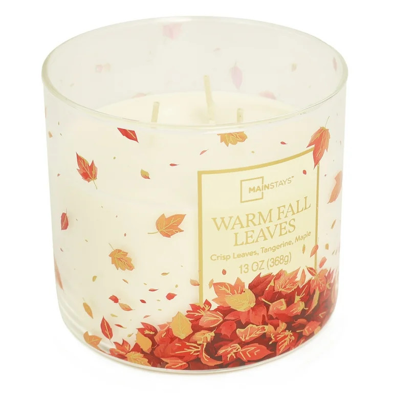 Mainstays 3-Wick Warm Fall Leave With a Leaves Design, 13-Ounce | Walmart (US)