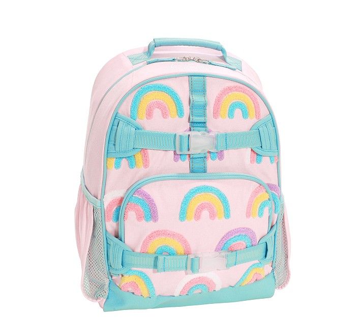 Mackenzie Pink Rainbows Chenille Backpacks | Pottery Barn Kids