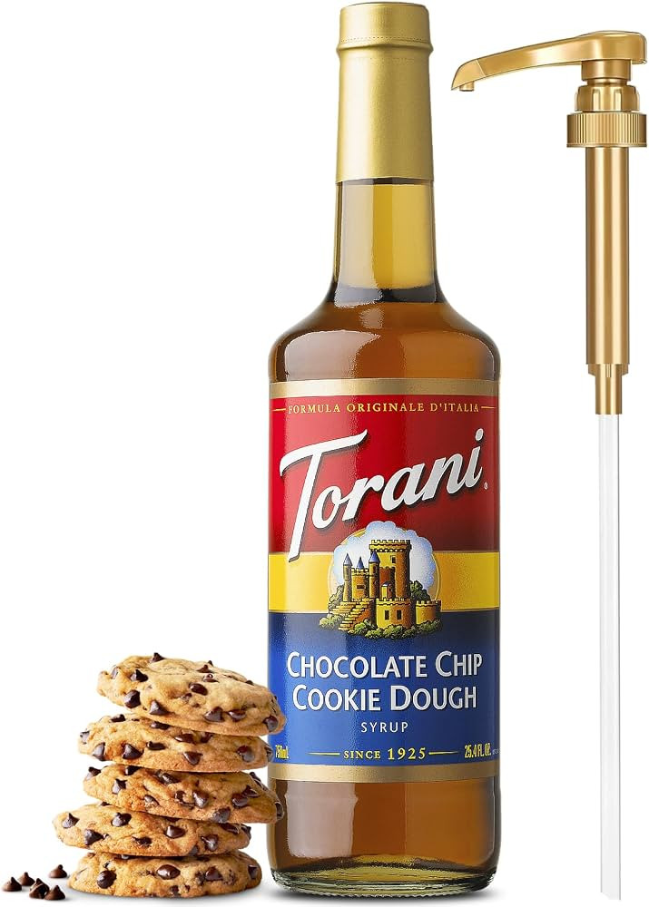 Torani Chocolate Chip Cookie Dough Syrup with Little Squirt Syrup Pump, 750ml 25.4 Ounces | Amazon (US)