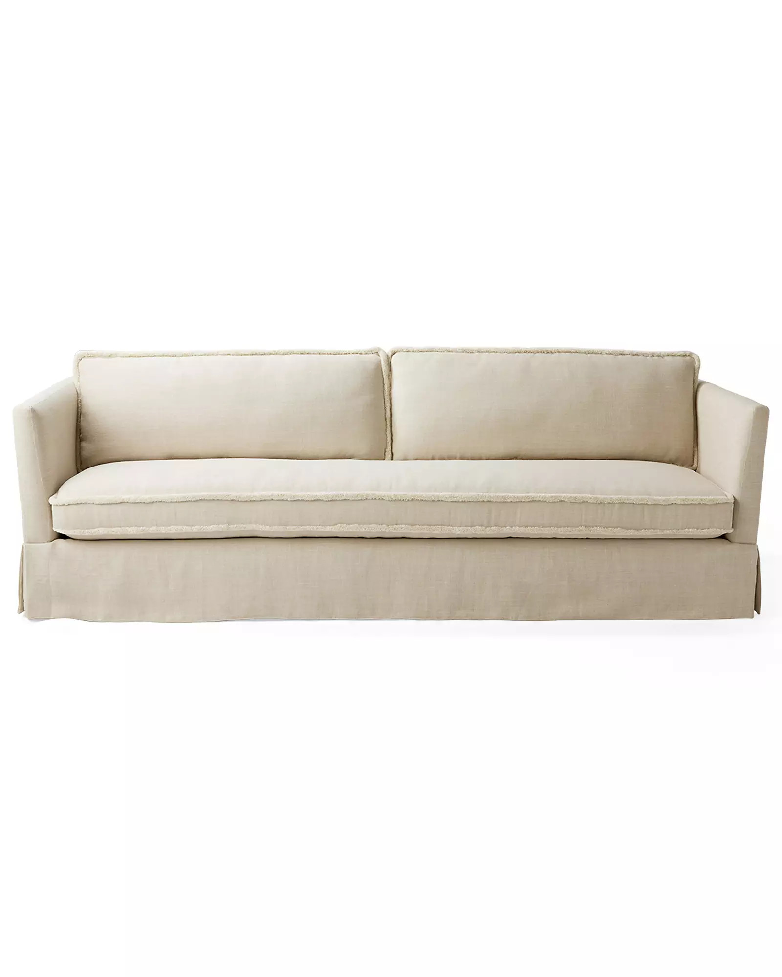 Cutler Sofa - Chalk Washed Linen with Bora Bora Fringe | Serena and Lily