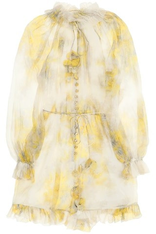 ZIMMERMANN BOTANICA WATTLE PLAYSUIT 2 White, Yellow Silk | Residenza725 US