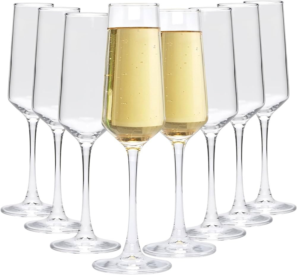 Ufrount Champagne Glasses Set of 8,Elegant 8oz Champagne Flutes,Clear Sparkling Champagne Flutes ... | Amazon (US)