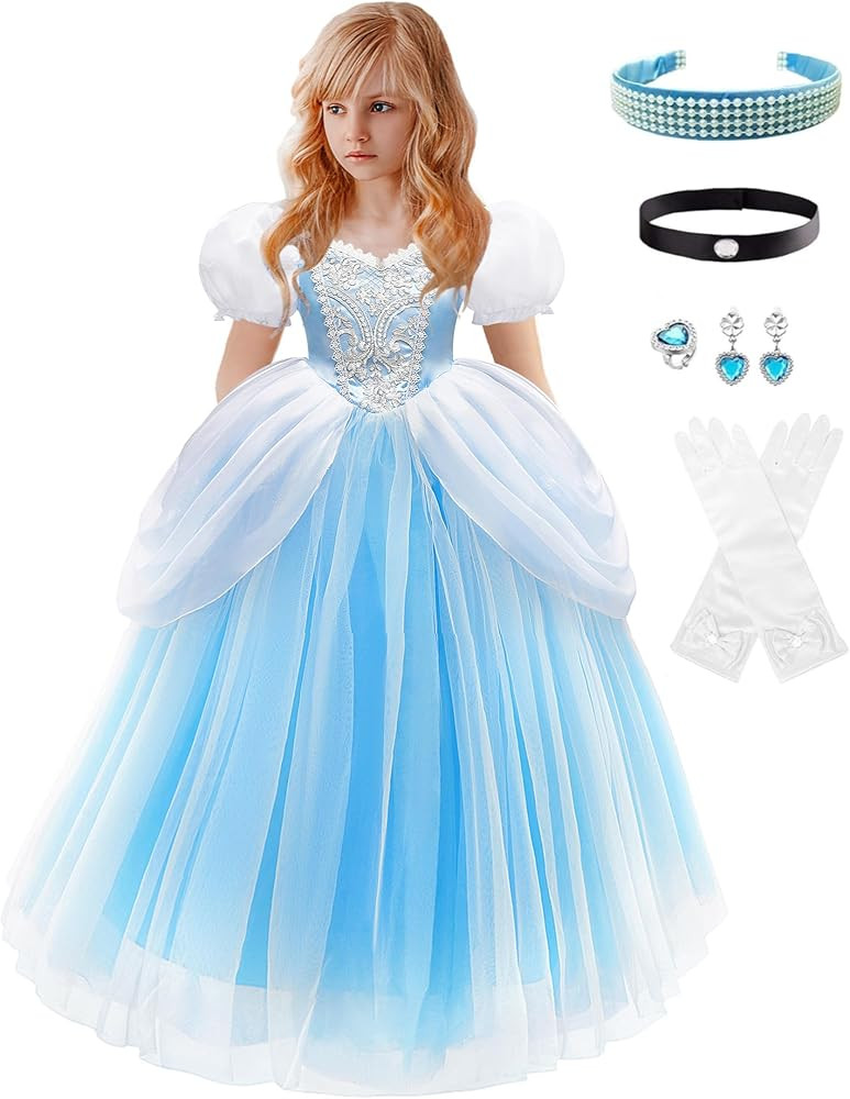 Princess Costume for Girls Princess Dresses for Girls Cosplay Costume Halloween Party Outfit with... | Amazon (US)