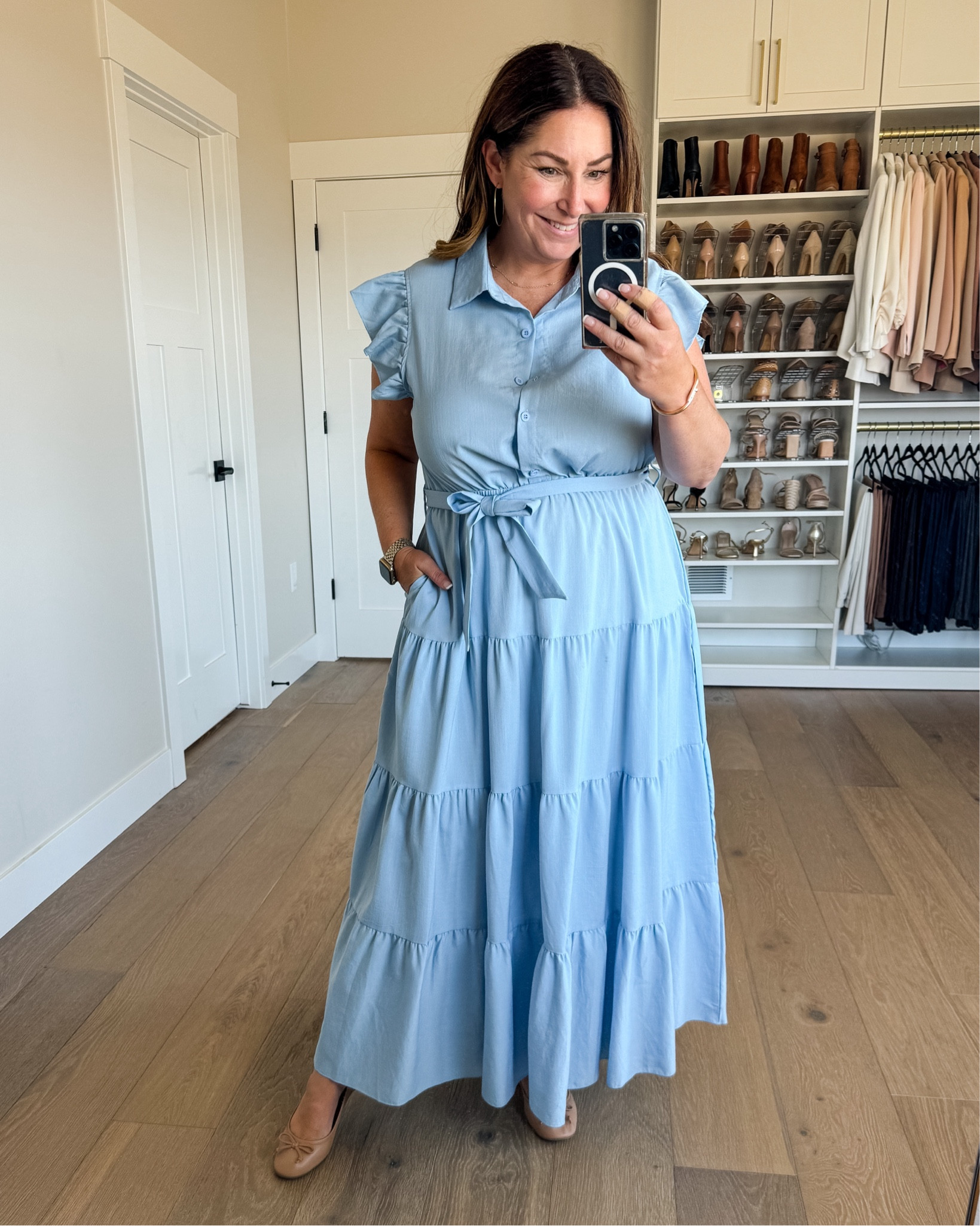 So many cute blue dresses on sale today!  Love this light blue shirt dress with a tiered skirt in a maxi length.  Fit tts, L

Casual dress, blue dress, workwear, wedding guest, graduation dress, summer, fall, midsize 

#LTKSaleAlert #LTKSeasonal #LTKFindsUnder50