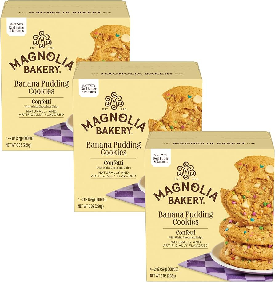 Magnolia Bakery Confetti Banana Pudding Cookies with White Chocolate Chips, 2 Ounce (Pack of 12),... | Amazon (US)