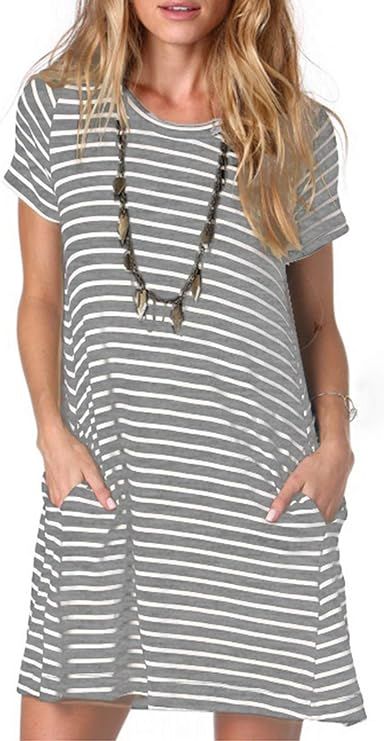 Alaster Women’s Casual Summer T Shirt Dress Loose Short Sleeve Tunic Dress with Pocket for Wome... | Amazon (US)