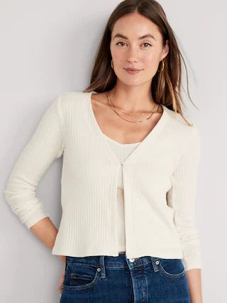 Co-Ord Rib-Knit Single-Button Cardigan Sweater for Women | Old Navy (US)