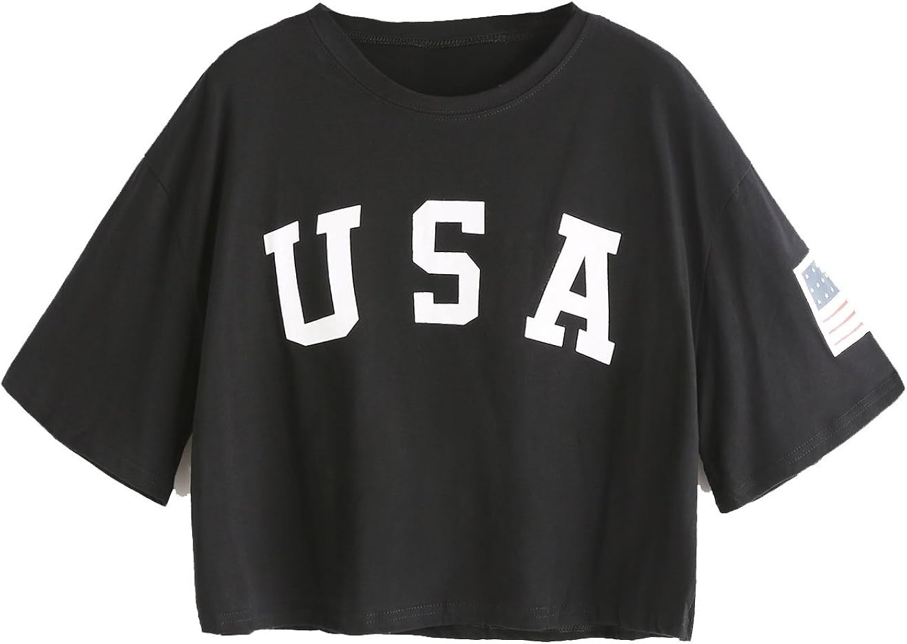 SweatyRocks Women's Letter Print Crop Tops Summer Short Sleeve T-Shirt | Amazon (US)