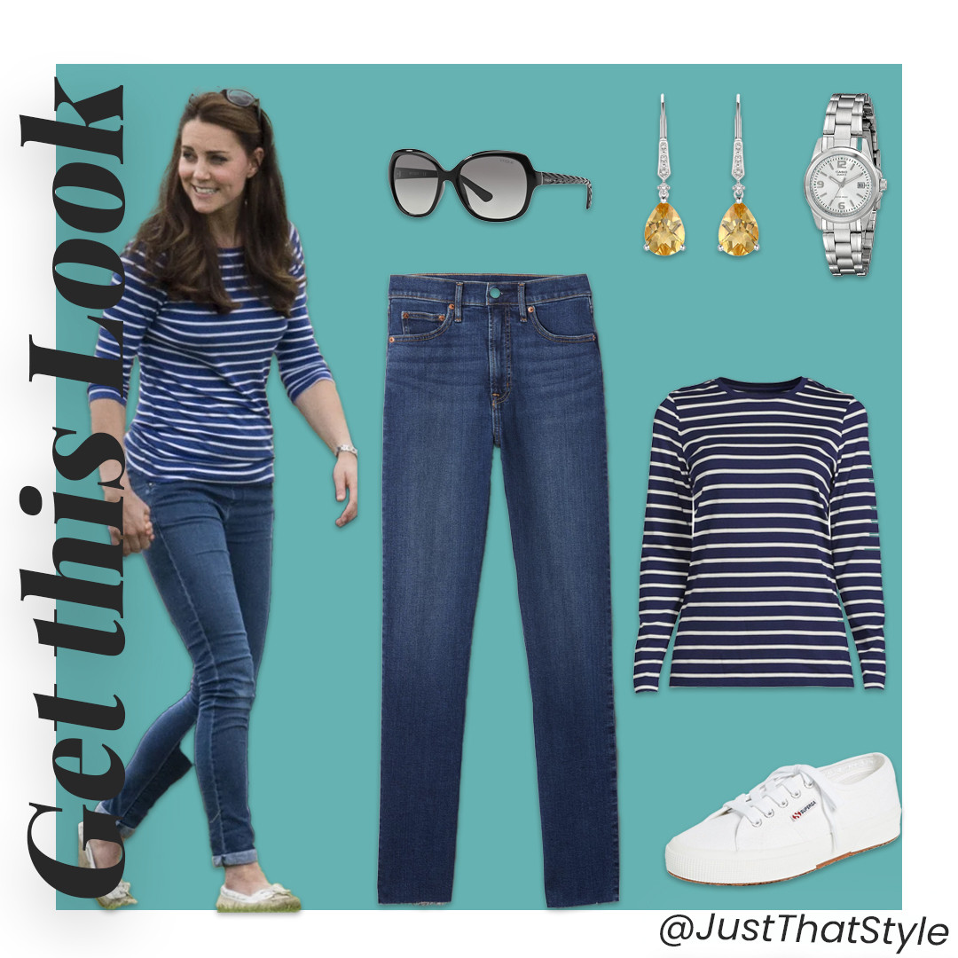 When the Duchess does denim, we take notes. 💙⚓
Navy Breton stripes, lived-in skinnies, crisp white kicks—off-duty royalty made wallet-friendly. Tap to shop and sail through your weekend in style.
#JustThatStyle #BretonStripes #KateInspired #LTKcasual #WeekendUniform 

 #LTKFindsUnder100 #LTKStyleTip #LTKWorkwear