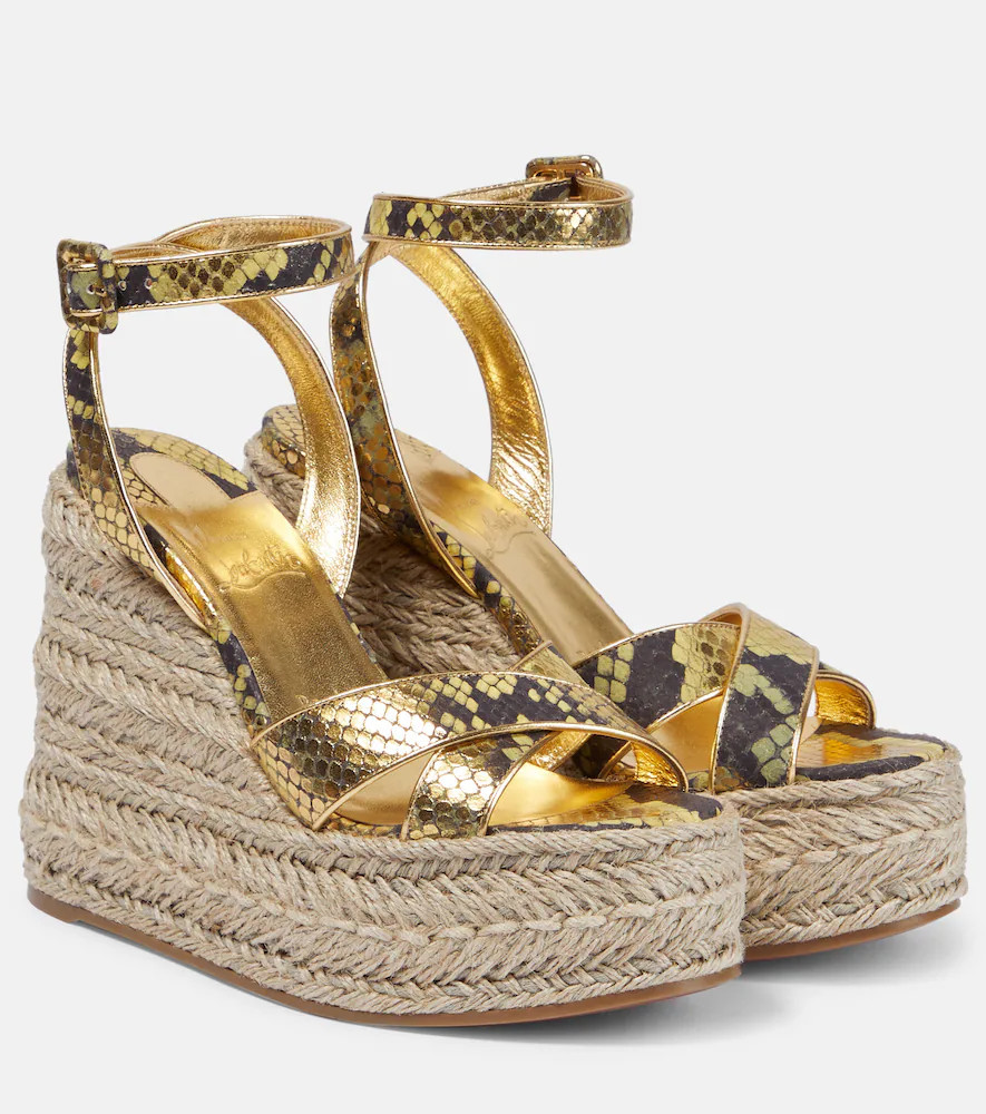 Christian Louboutin Mariza snake-print leather espadrille wedges | Mytheresa (US/CA)