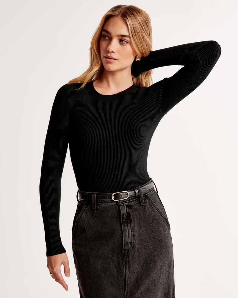 Long-Sleeve Ottoman Crew Bodysuit | Abercrombie & Fitch (UK)