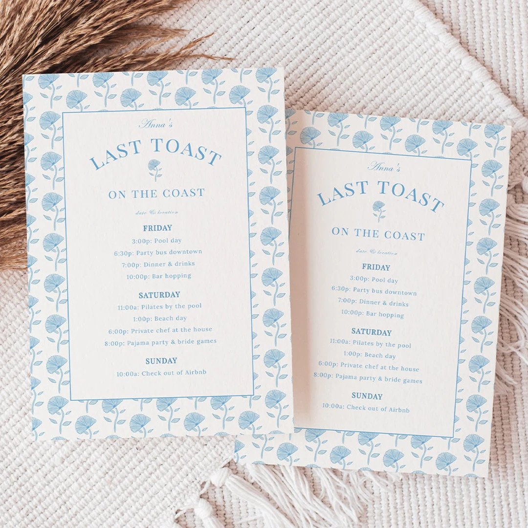 Last Toast on the Coast Bachelorette Itinerary Template, Beach Bachelorette Weekend, Coastal Bach... | Etsy (US)