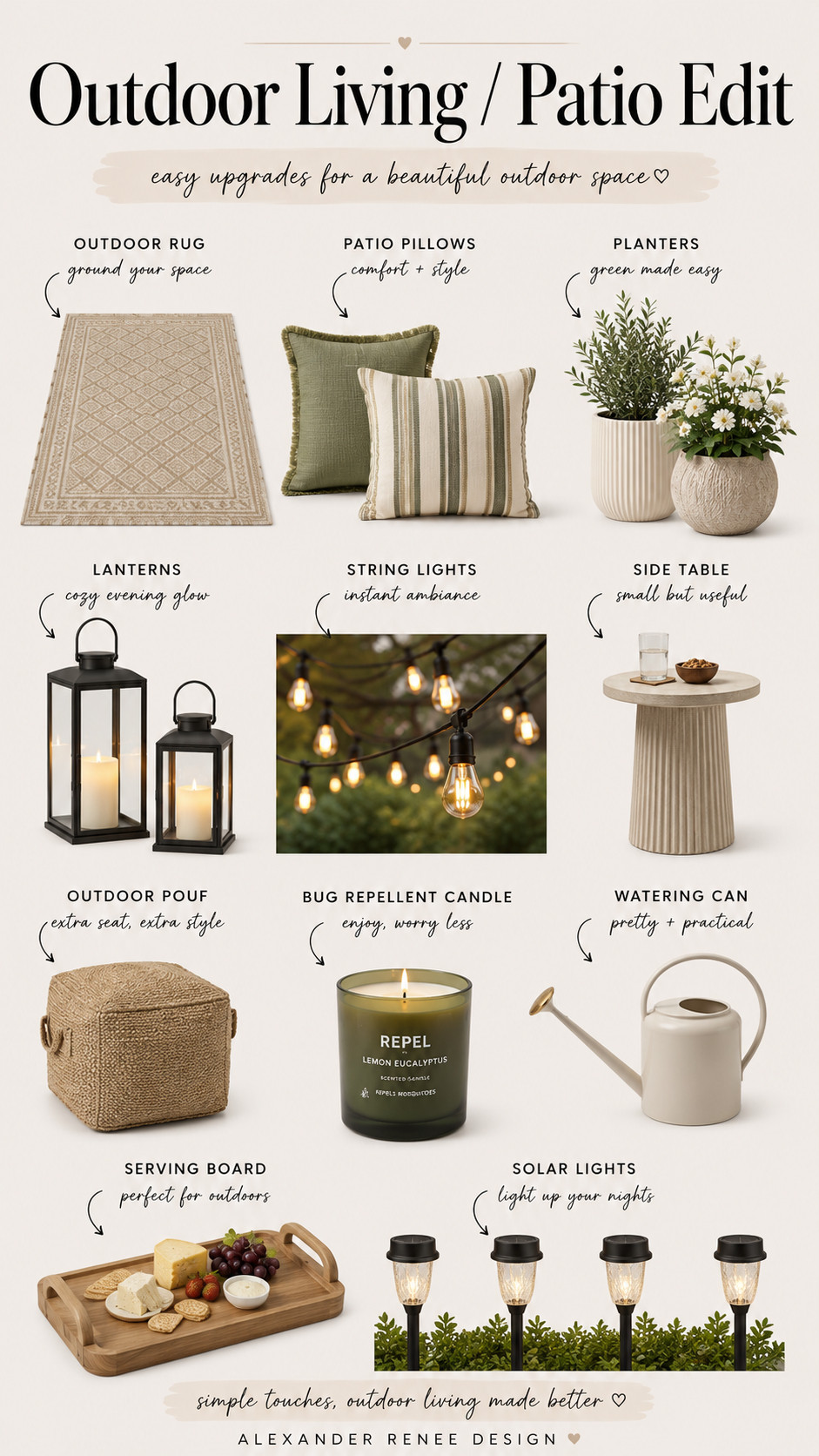 Giving your patio a little refresh doesn't have to be complicated. 🌿I rounded up some of my favorite outdoor finds, from cozy pillows and lanterns to planters, solar lights, and a few entertaining essentials. Simple updates that can make your outdoor space feel so much more inviting.

#LTKHome #OutdoorLiving #PatioDecor #PatioInspiration #BackyardStyle #OutdoorDecor #HomeDecor #SummerDecor #OutdoorEntertaining #GardenDecor #NeutralHome #AmazonHomeFinds #LTKFinds #HomeRefresh #PatioSeason 

 #LTKU #LTKHome