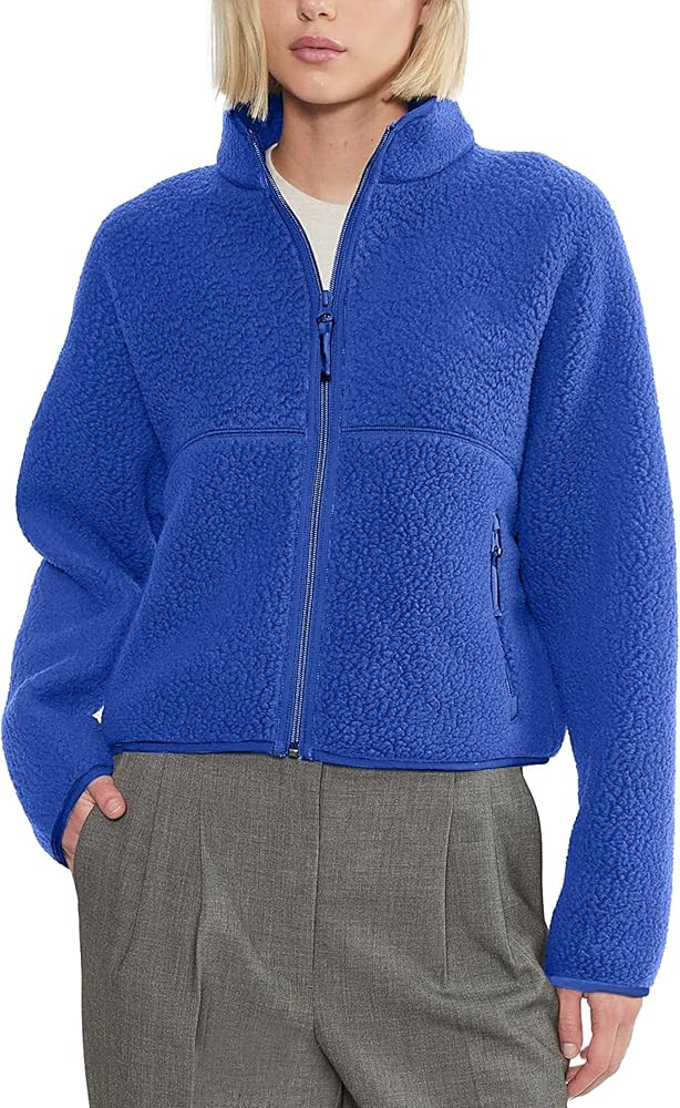Fleece Jackets Women Causal Long Sleeve Sherpa Jacket Warm Ziper Fuzzy Coat Sweatshirts Trendy wi... | Amazon (US)