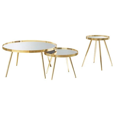 Lymon Gold 3-piece Round Coffee and End Table Set | Wayfair North America