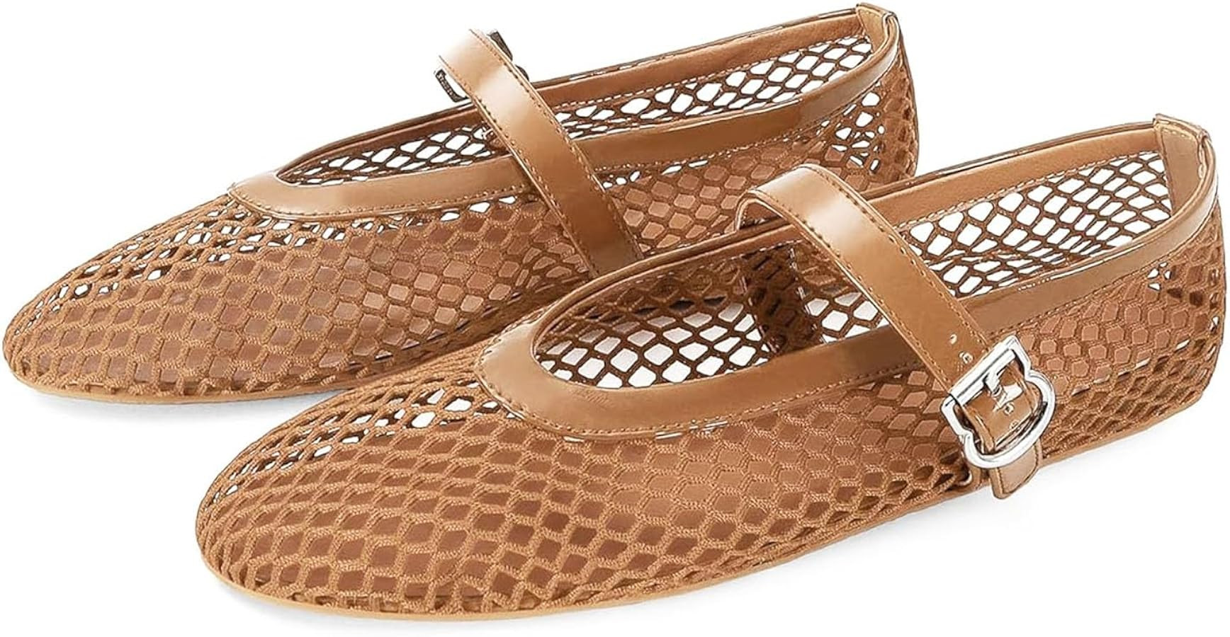 MICIFA Women's Mesh Ballet Flats Fishnet Ballerina Flats Buckle Strap Mary Jane Causal Daily Dres... | Amazon (US)