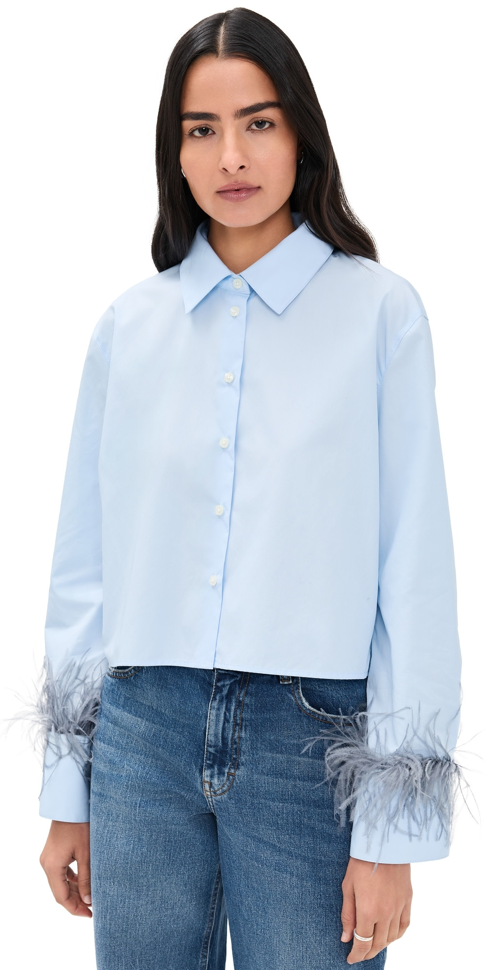 Tanya Taylor Largaux Feather Top Oxford M | Shopbop