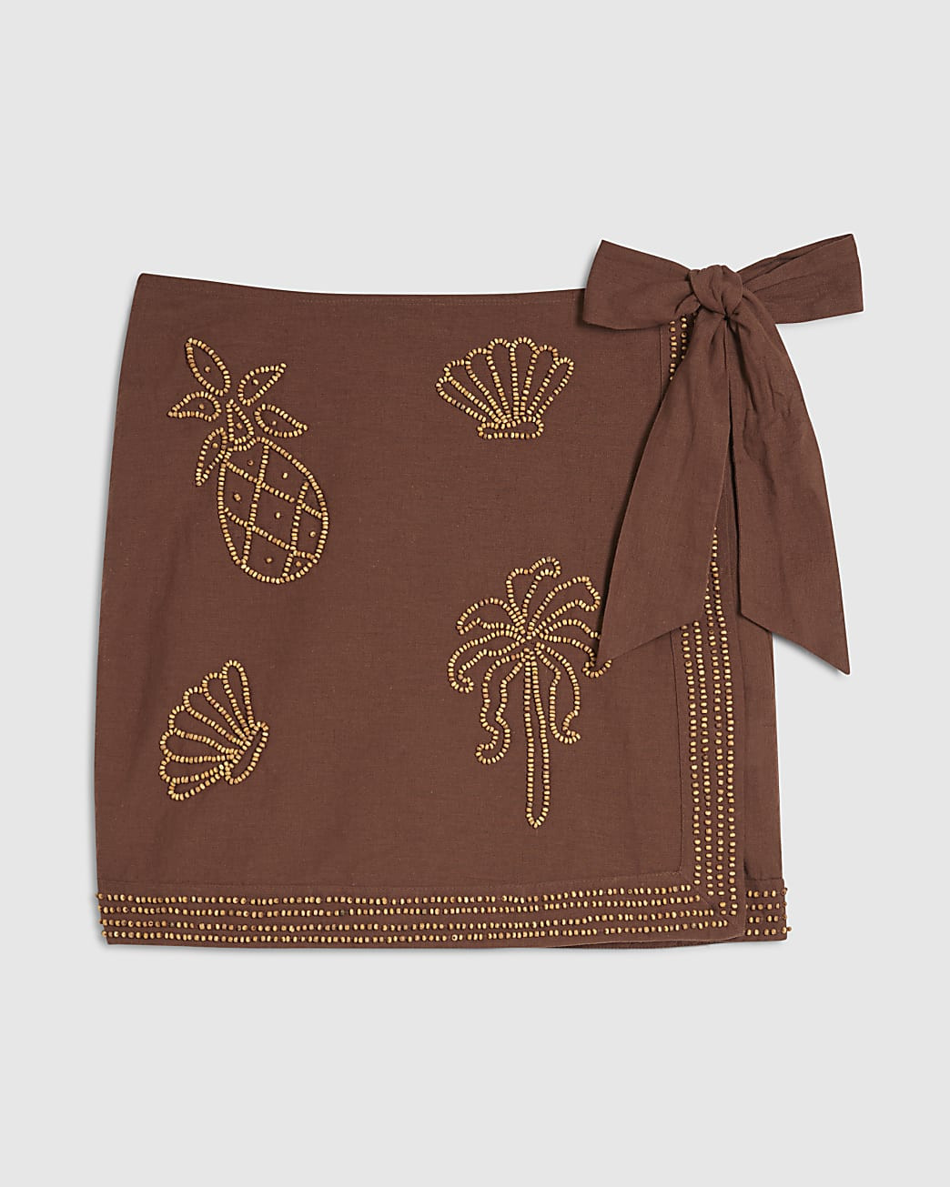 Brown Beaded Mini Skirt | River Island UK & IE