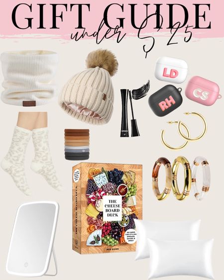 Gift Guide Under 25 - Gift Guide for Her - Gift Guide for Sister - Gift Ideas - Barefoot Dreams Socks - Gold Earrings - Personalized AirPod Case 

#LTKCyberweek #LTKunder50 #LTKGiftGuide