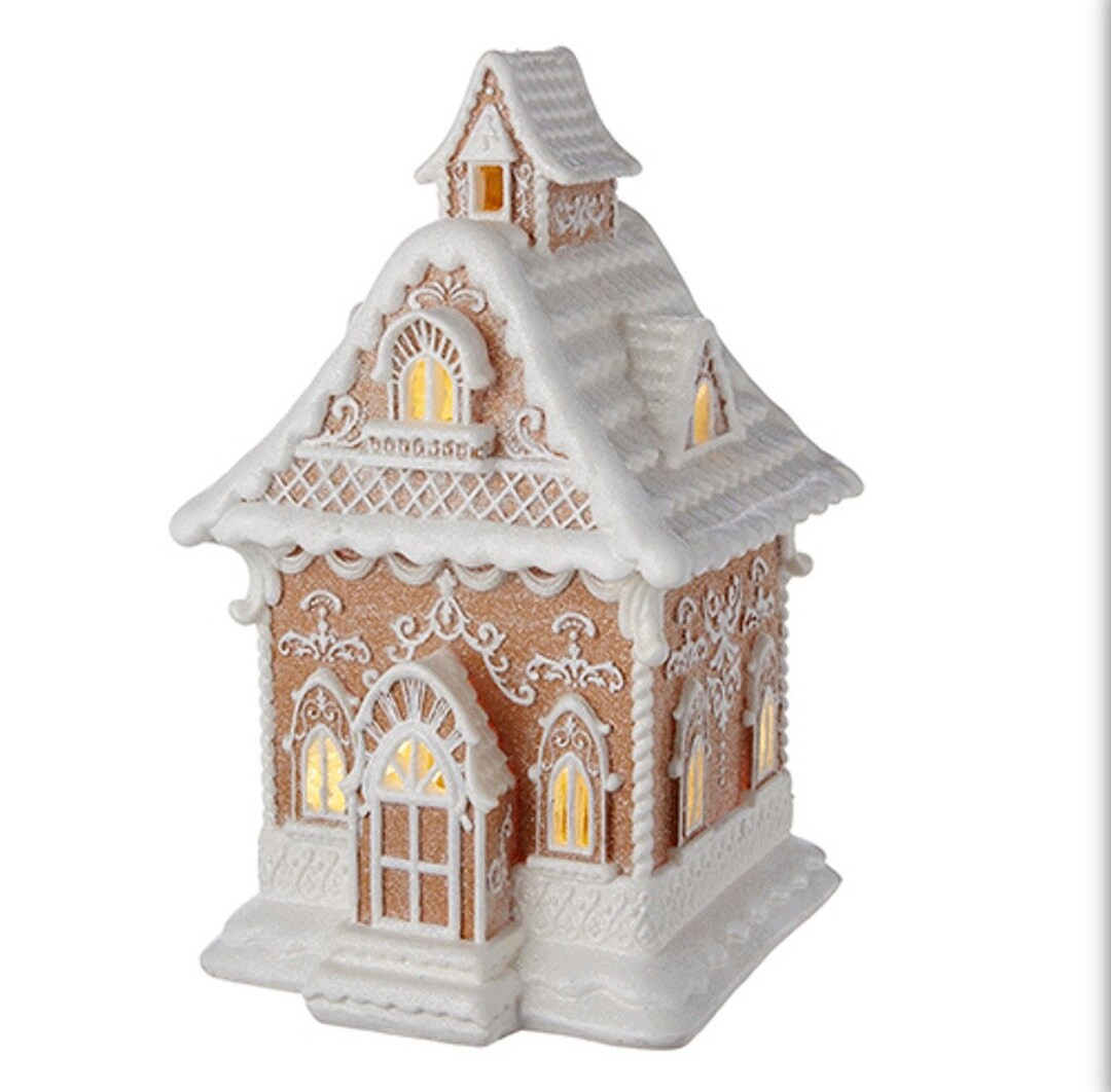 White Icing Resin Gingerbread House LED Light up 13 - Etsy | Etsy (US)