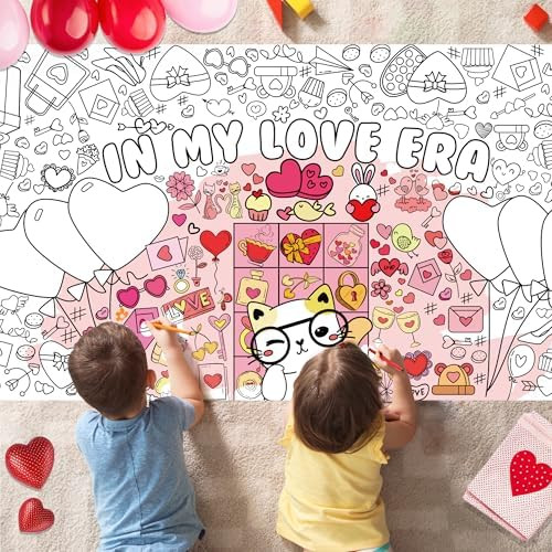 OHOME Valentines Crafts for Kids - Valentines Day Giant Coloring Poster/Tablecloth - 72×30 Inch ... | Amazon (US)