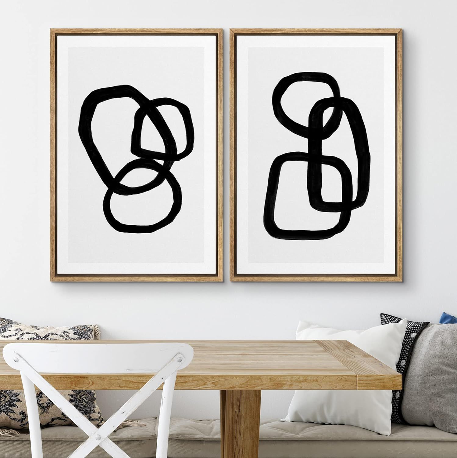 SIGNWIN Framed Canvas Print Wall Art Set Mid-Century Geometric Ring Collage Abstract Shapes Illus... | Amazon (US)