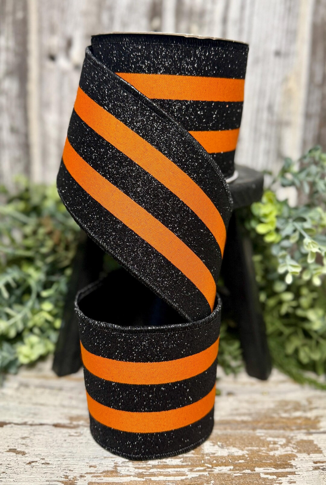 Halloween Ribbon, Ribbon for Wreaths, Designer Ribbon, 4" Ribbon, Stripe Ribbon, Wreath Supplies,... | Etsy (US)