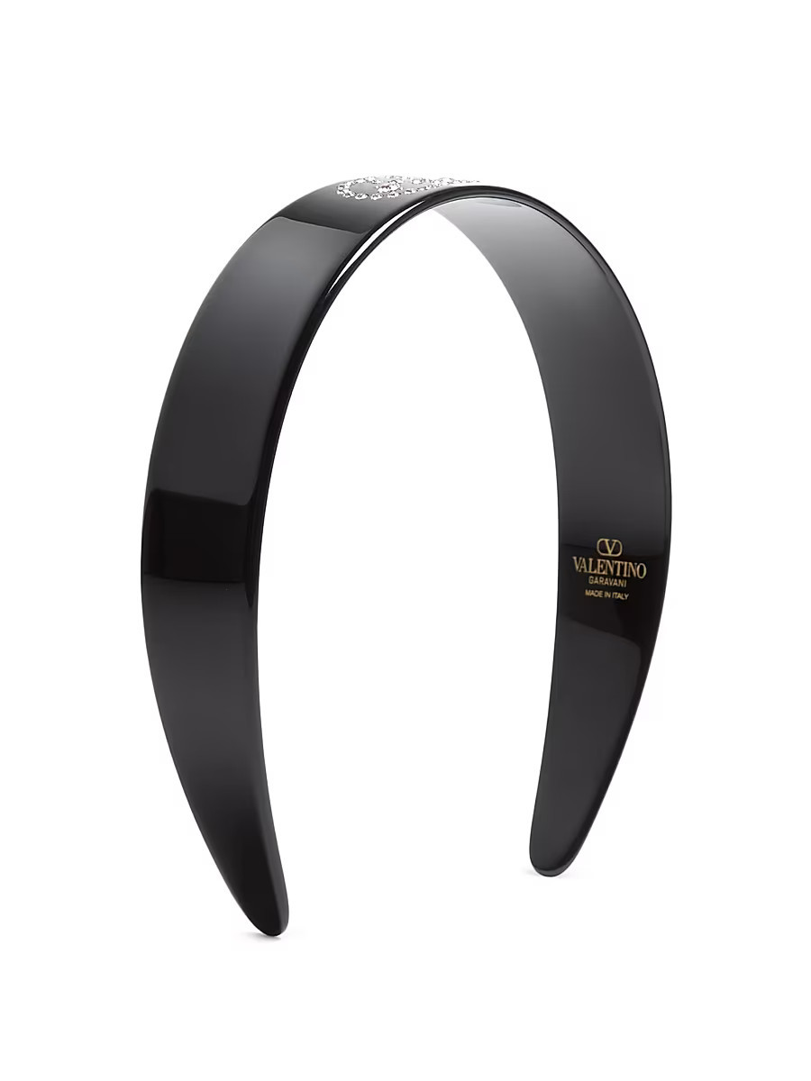 Women's Vlogo Signature Headband in Resin Metal and Crystals - Black Gold Crystal | Saks Fifth Avenue
