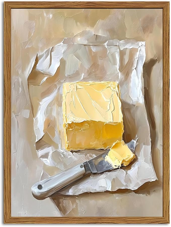 Framed Kitchen Wall Art, Vintage Butter Wall Decor Pictures, Rustic Farmhouse Food Paintings Canv... | Amazon (US)
