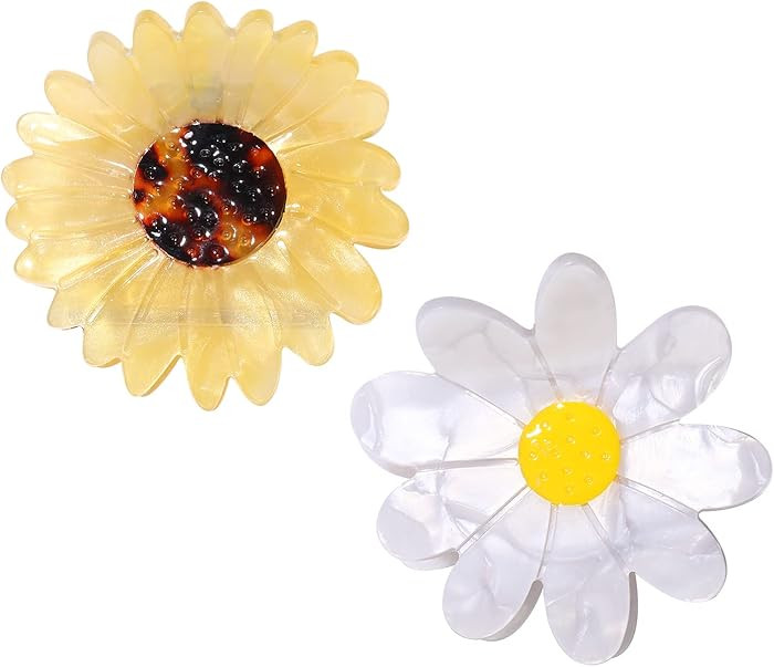 2 Pack Flower Claw Clip - Daisy & Sunflower Cellulose Acetate Hair Clips for Women - Hair Jaw Gri... | Amazon (US)