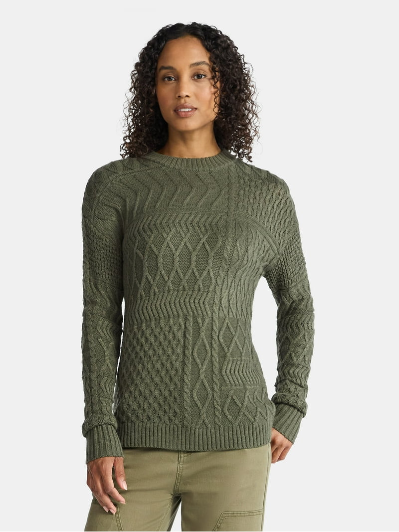 Time and Tru Women’s and Women’s Plus Mixed Stitch Sweater, Midweight, Sizes XS-4X | Walmart (US)
