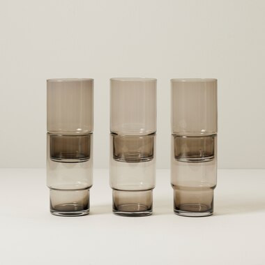 SET OF 6 STACKABLE BISTRO LOWBALL GLASSES, SMOKE | Indigo (CA)