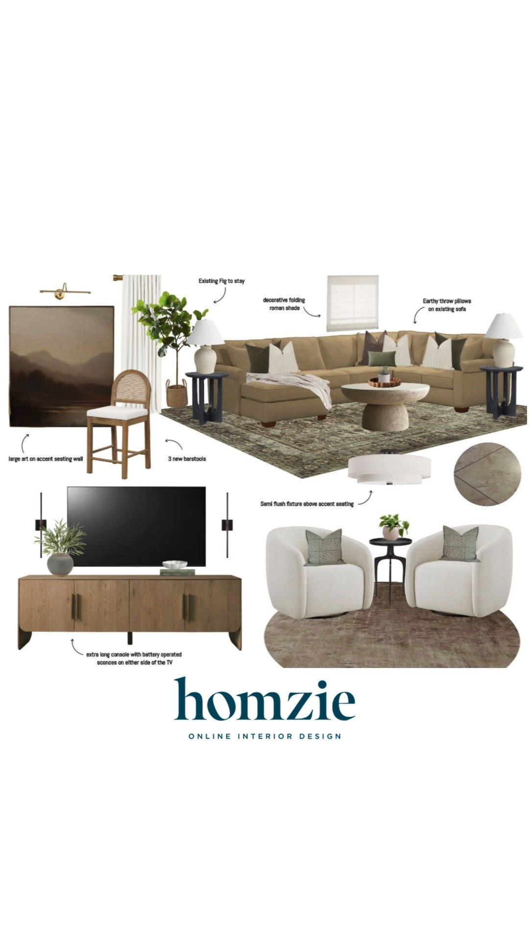 Moody neutral living room design featuring barstools, rugs, accent pillows, lighting, wall art, decor, faux plants, etc.

#LTKFinds #LTKFavorites #LTKHome #HomeStyleDaily 

 #LTKHome