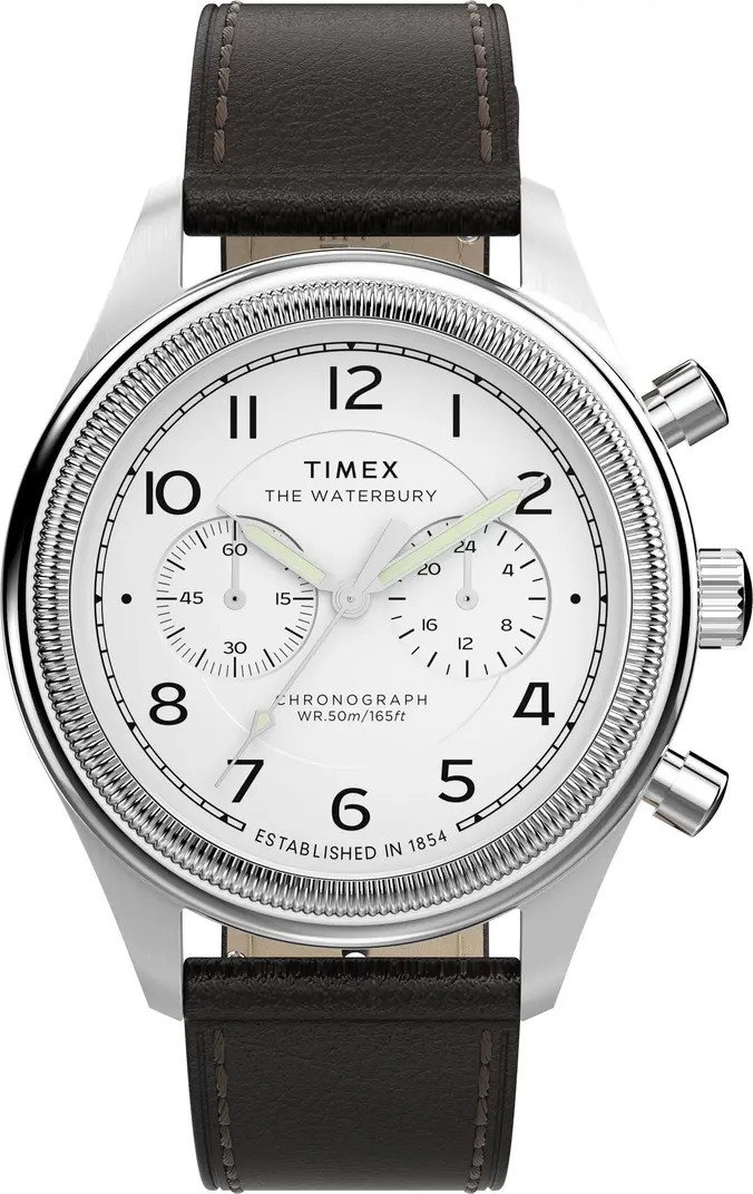 Waterbury Metropolitan Chronograph Leather Strap Watch, 41mm | Nordstrom