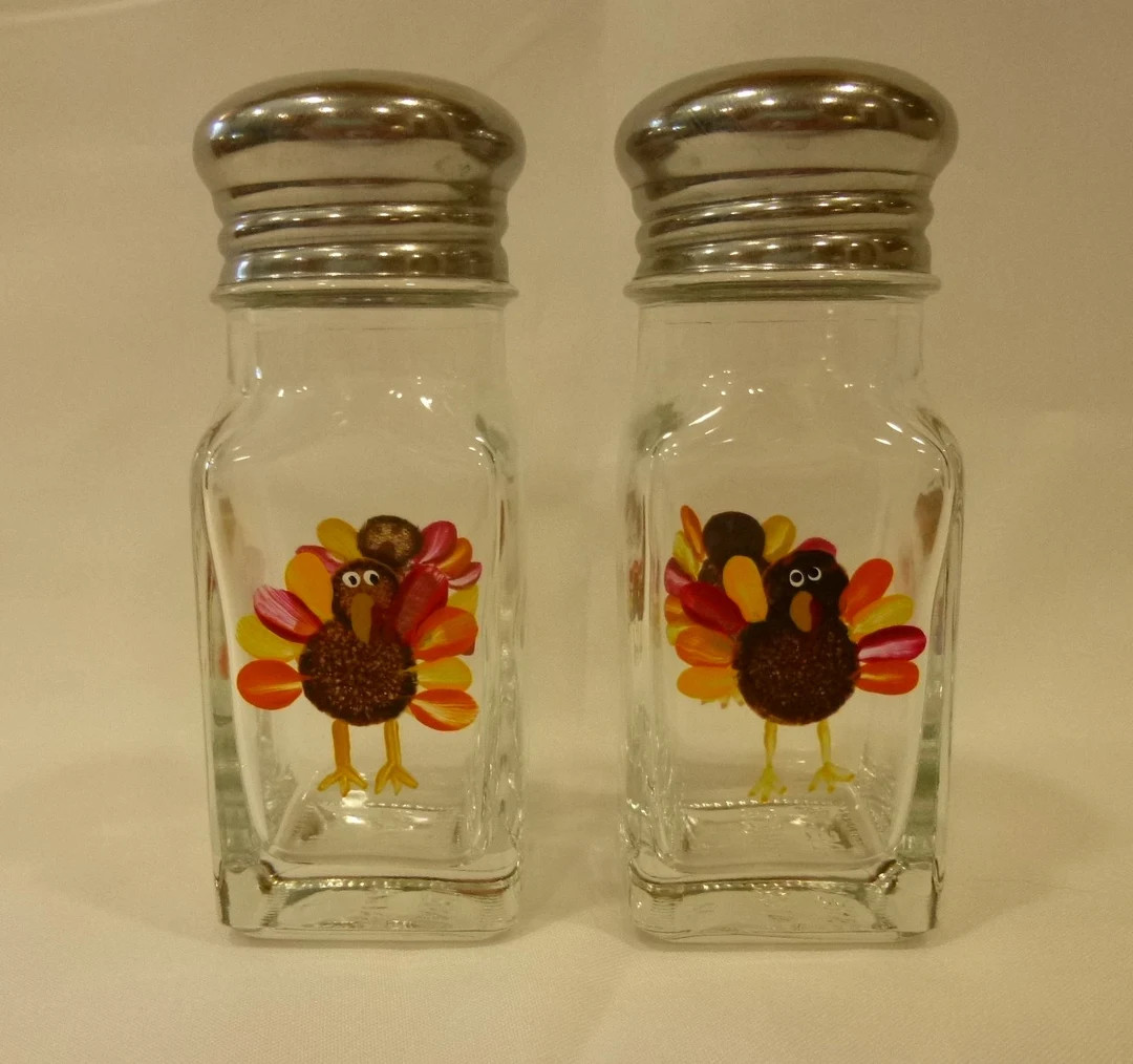 Thanksgiving Turkey Hand Painted Salt and Pepper Shakers - Etsy | Etsy (US)