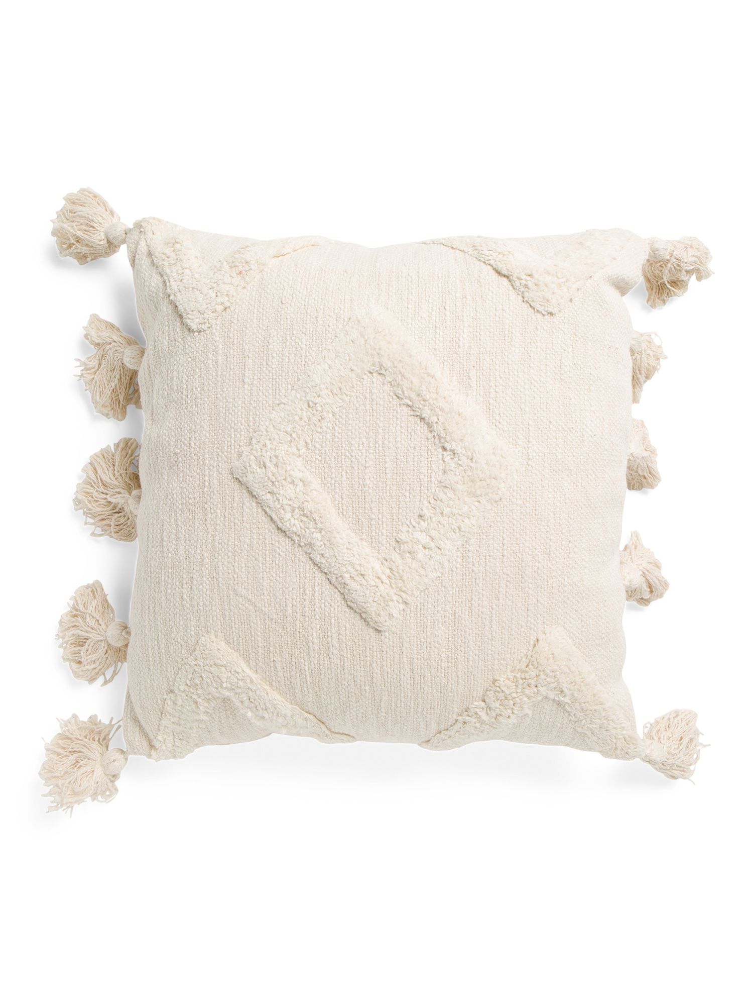20x20 Diamond Texture Pillow With Tassels | TJ Maxx