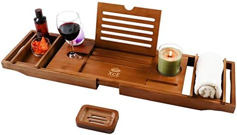 XcE Bathtub Caddy Tray (Brown)- Bamboo Wood Bath Tray and Bath Caddy for a Home Spa Experience | Amazon (US)