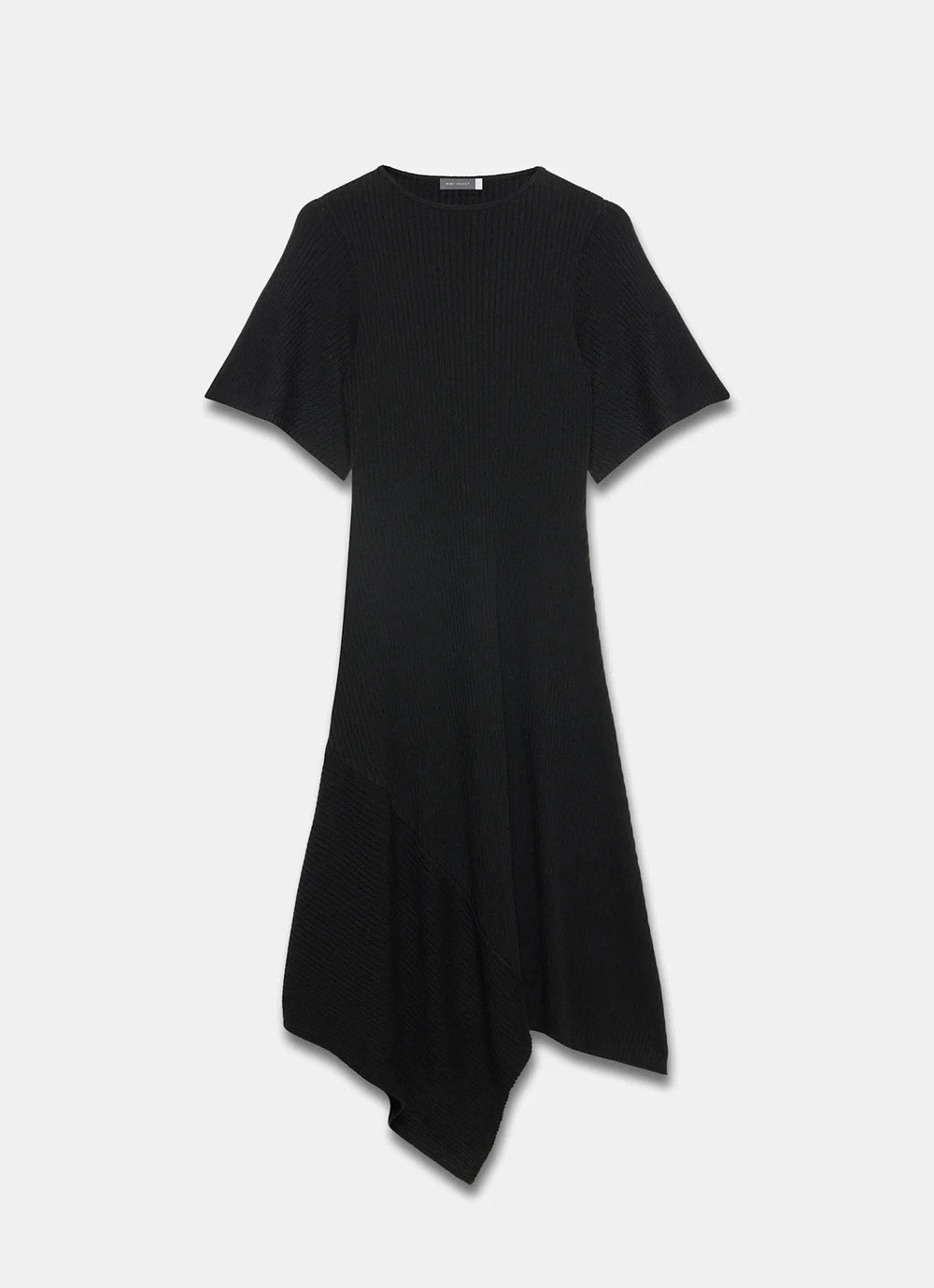 Black Rib Knit Asymmetric Dress | Mint Velvet