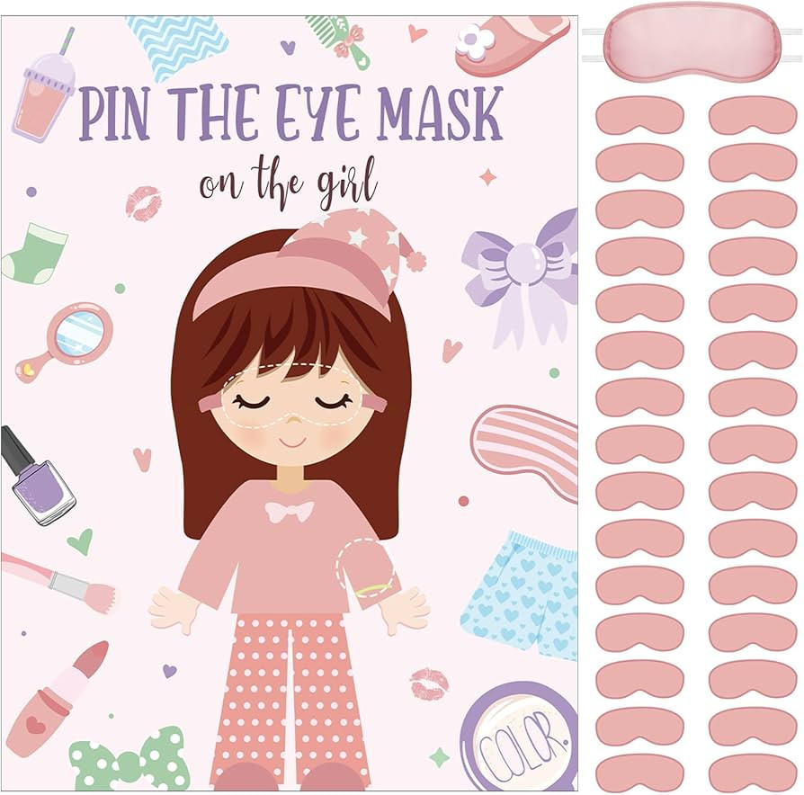 26 Pcs Sleepover Slumber Party Games Pin The Blindfold on The Girl Pajamas Poster Stickers Games ... | Amazon (US)