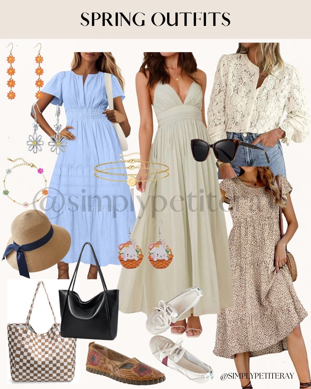 Spring Outfits & Walmart Finds! ☀️

Embrace the blooming season with these effortless, under $50 feminine looks! 💖

I am obsessed with the breezy silhouettes and romantic textures for spring. I love the cornflower blue tiered midi and the dreamy cream maxi for a soft, elevated vibe. Balance the dresses with classic white sneakers or floral flats for an everyday look. Finish with chic accessories: a lace button-down layered over denim, a checkered tote, and festive bunny basket earrings for a touch of seasonal charm!

#OOTD
#SpringFashion
#WalmartStyle
#WalmartFinds
#SpringDresses
#MaxiDress
#FloralStyle
#SpringOutfits
#LaceTop
#FeminineStyle
#AffordableFashion
#LTKUnder50
#LTKSeasonal
#VacationStyle
#SpringOutfitInspo


#LTKspring #LTKootd #LTKspringtrends