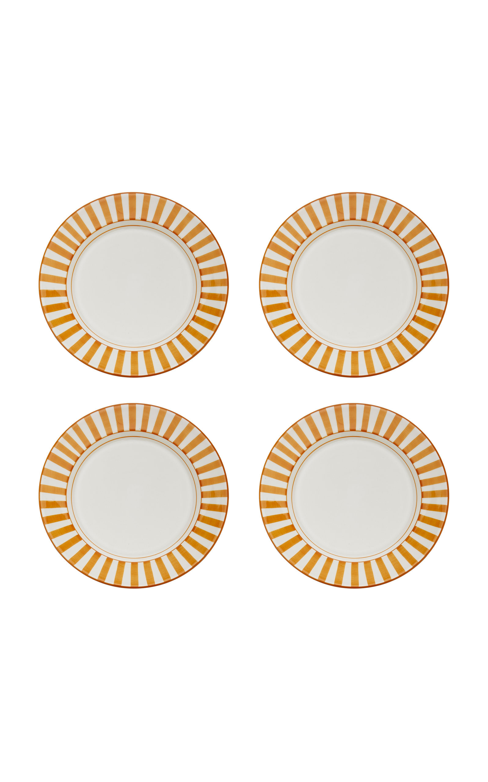 Este Ceramiche for Moda Domus - Set-of-Four Striped Ceramic Dinner Plates - Orange - Moda Operandi | Moda Operandi (Global)