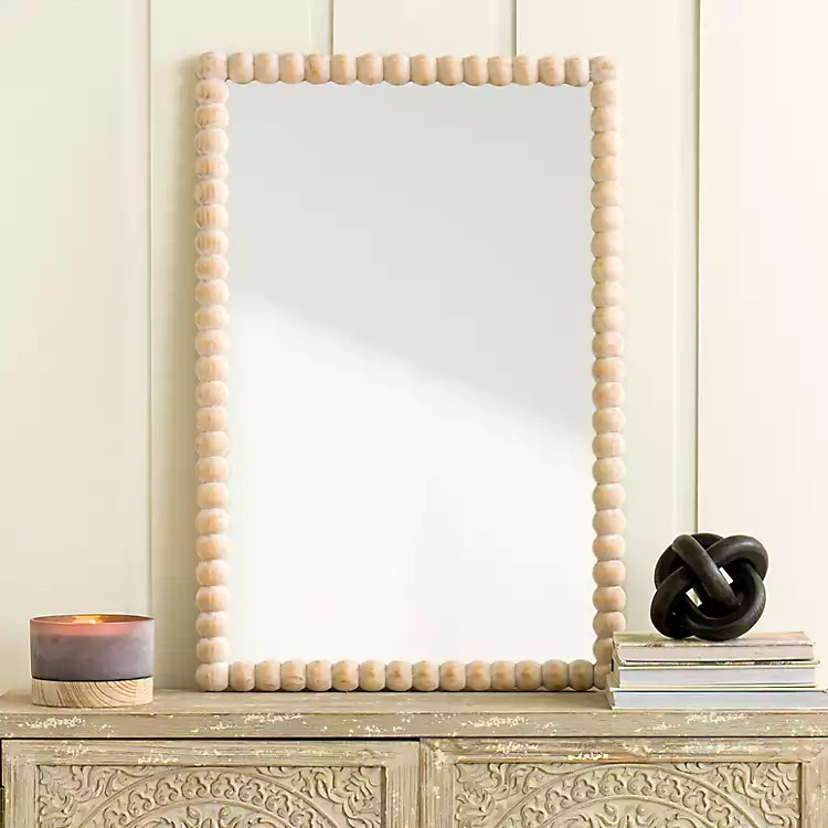 Whitewash Beaded Martha Wall Mirror | Kirkland's Home
