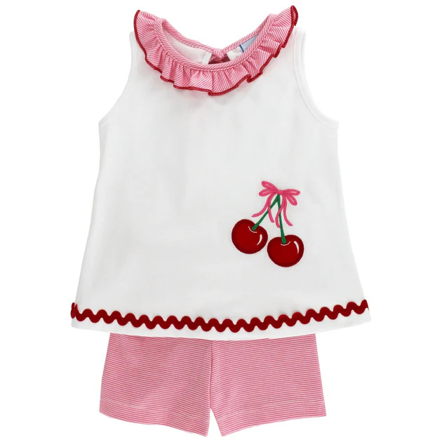Cherry Jubilee - Girls Knit Short Set | The Bailey Boys, inc