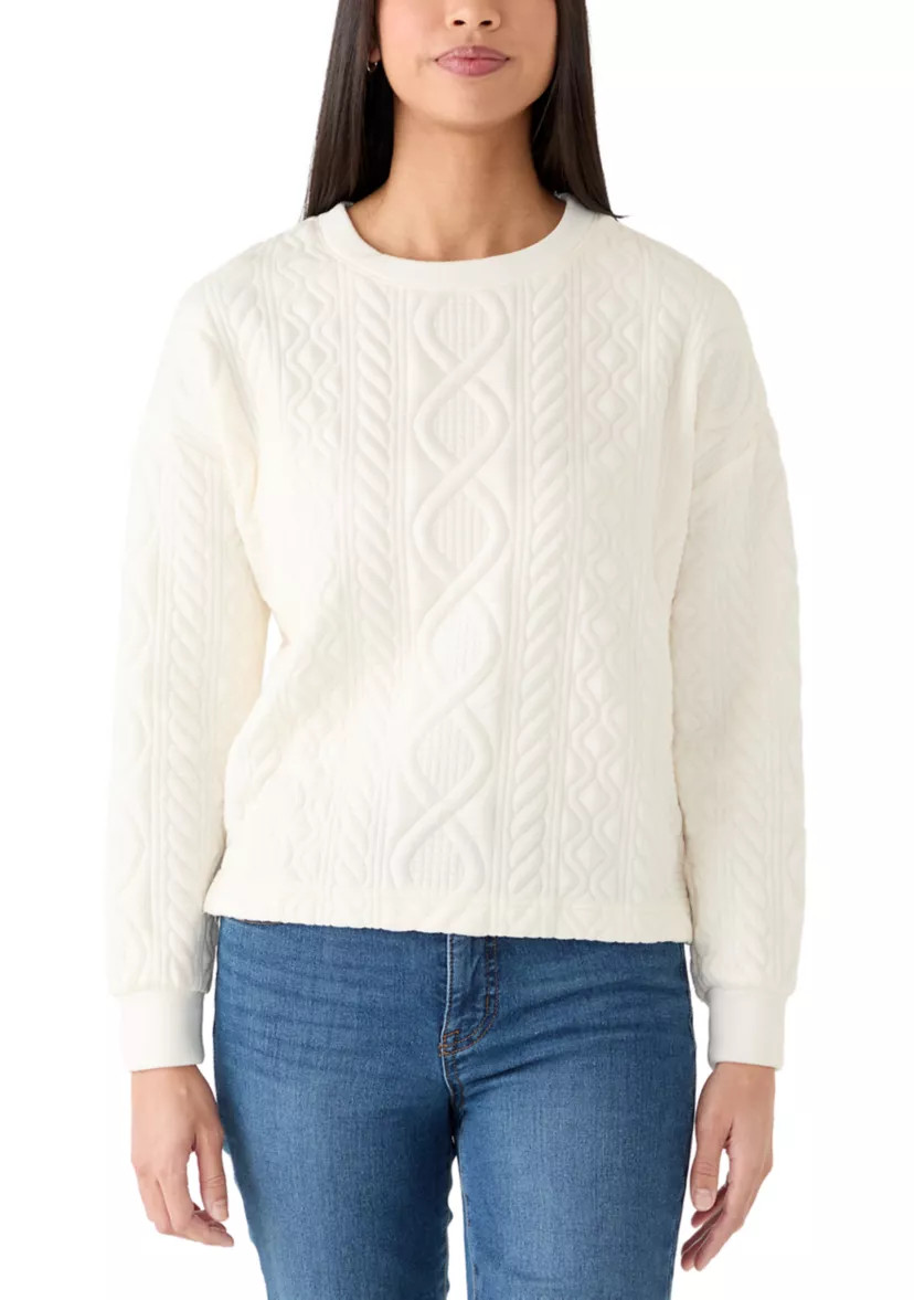 Women's Long Sleeve Quilted Crew Neck Sweatshirt | Belk
