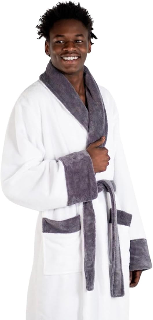 American Fluffy Towel Luxury Bathrobe-100% Turkish Cotton Plush Shawl Collar Robe | Amazon (US)