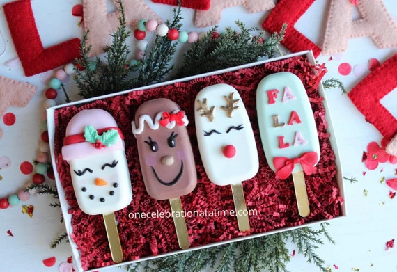 4 Decorated Christmas Cakesicles Snowman Ginger Breadman | Etsy | Etsy (US)