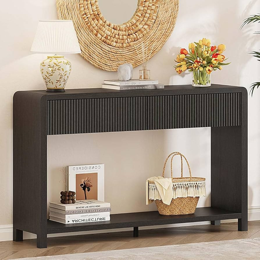 FATORRI Console Table for Entryway, Modern Sofa Table with 2 Drawers for Living Room, Wood Hallwa... | Amazon (US)